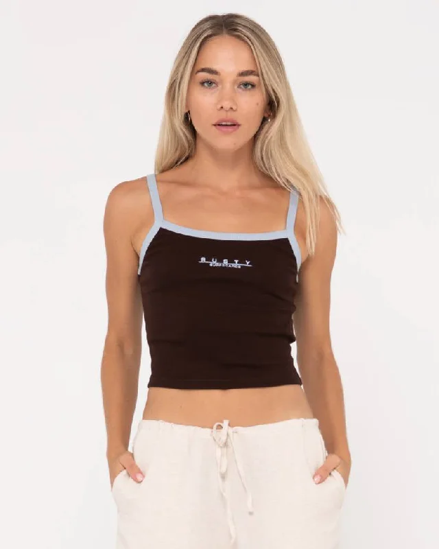 Short Cut Ribbed Skimmer Length Tank lace back tank