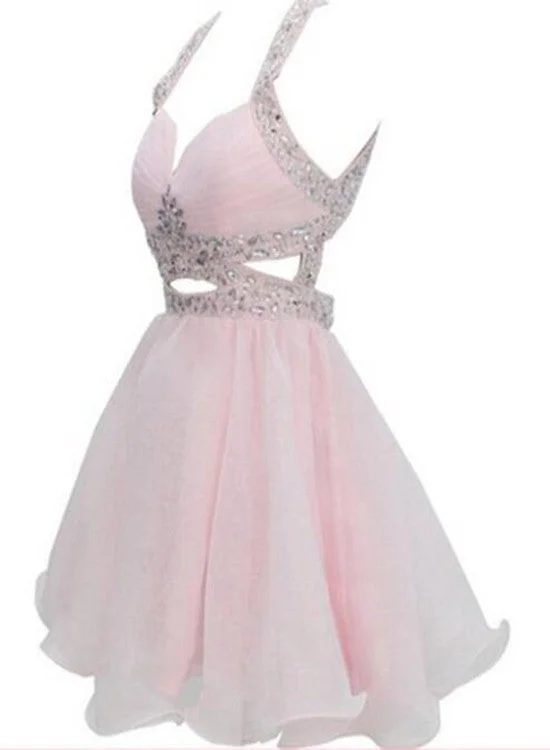 Adorable Pink Sequins Short Party Dress, Lovely Junior Prom Dresses Tunics Evening elegant