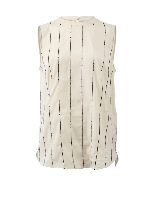 Paillette Pinstripe Tank teal tank top
