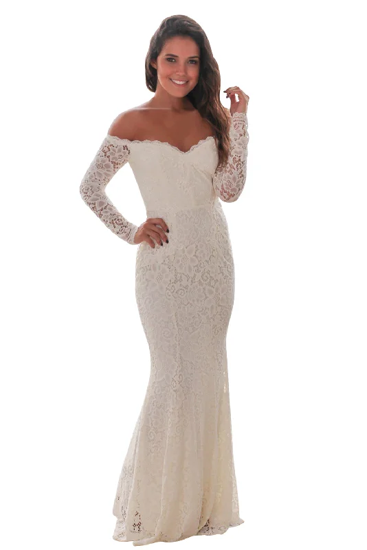 Sexy White Crochet Off Shoulder Maxi Evening Party Dress Tunics Long Elegant