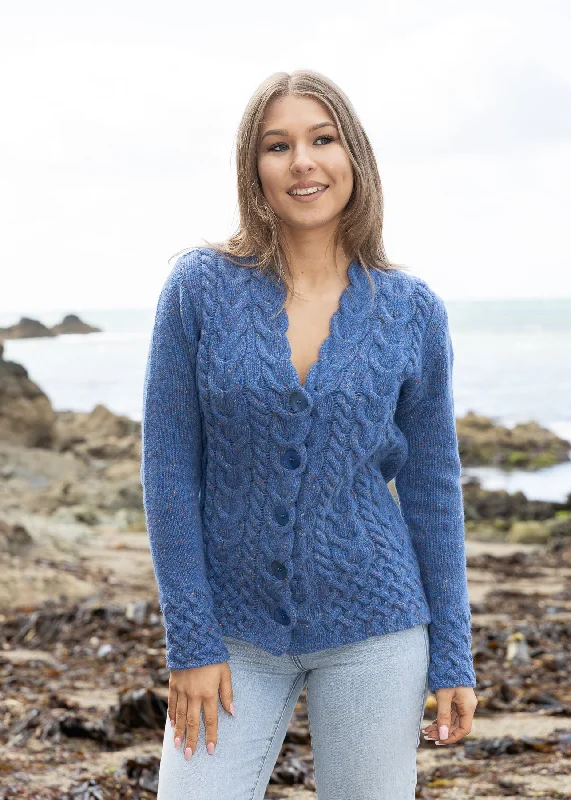 IrelandsEye Horseshoe Aran Cardigan | Marina Iron Safe Non-Iron Wrinkle Free