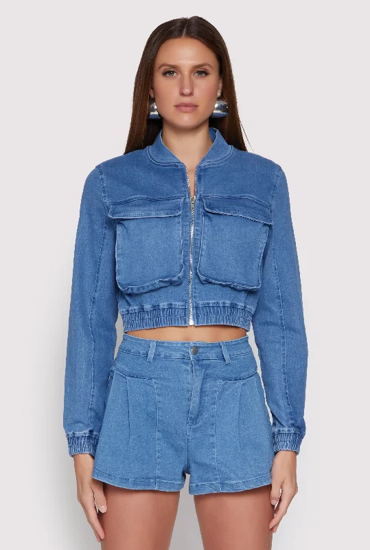 Haute Monde Cargo Pocket Cropped Jean Jacket Chenille Jacket Brocade Jacket Lace Jacket