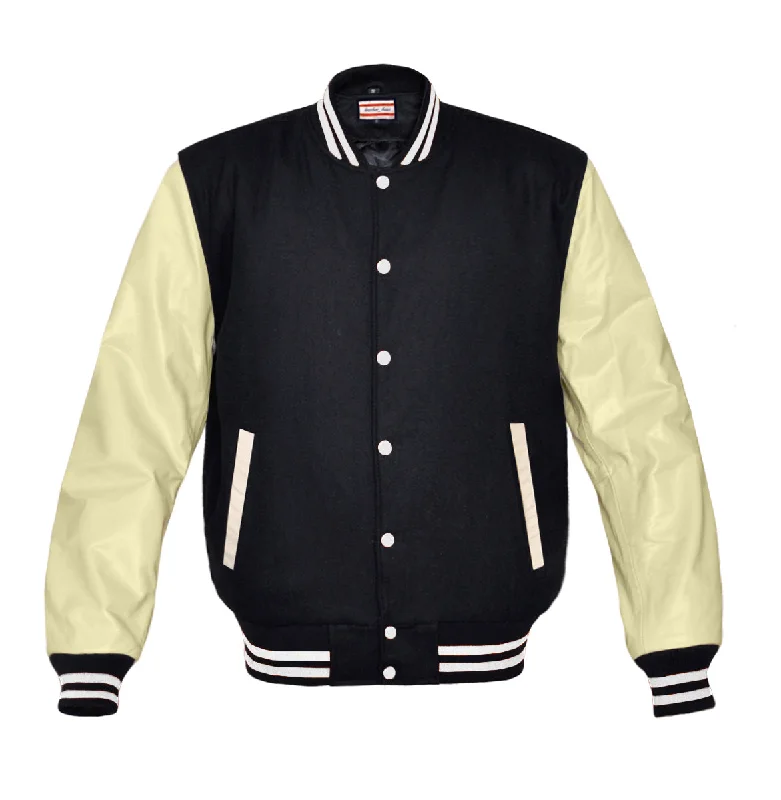 Original American Varsity Real Cream Leather Letterman College Baseball Women Wool Jackets #CRSL-WSTR-WB-BBAND Cotton Jacket Linen Jacket Terry Jacket