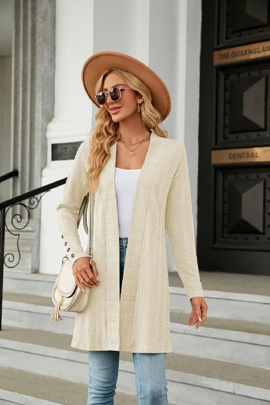 Long Sleeve Open Front Cardigan Knit Fabric Woven Fabric Fleece Fabric
