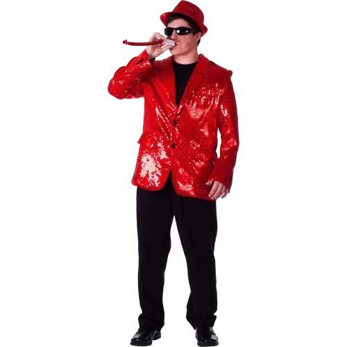 Red Sequin Jacket - Adults Wool Fabric Cashmere Fabric Tweed Fabric