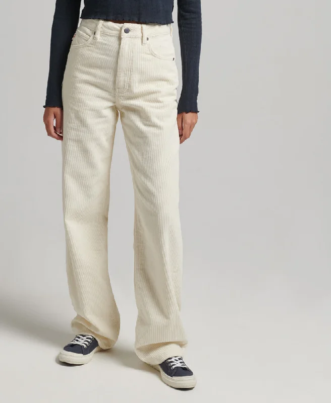 Vintage Wide Leg Cord Pants | Riff White 30 Fashionable Sporty Pants