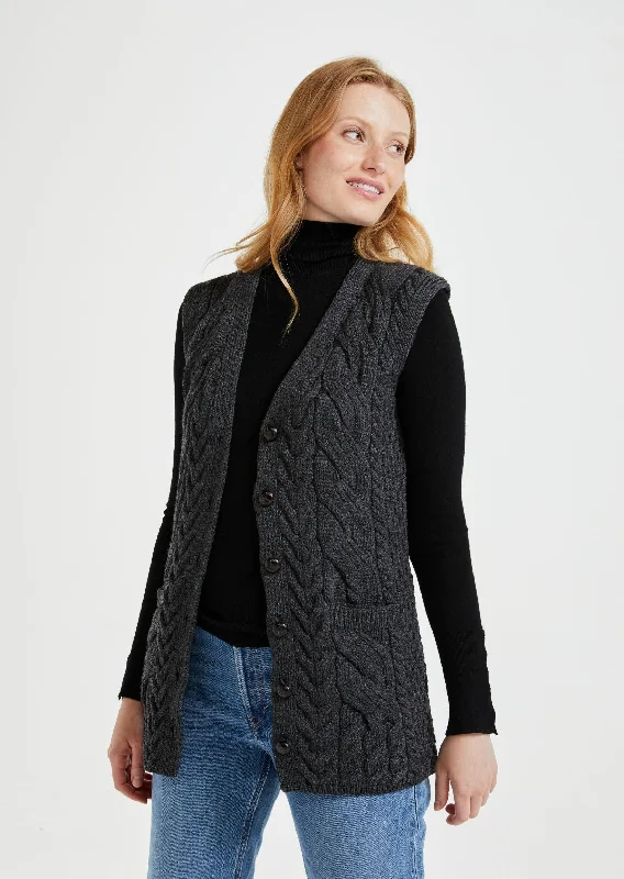 Saoirse Aran Supersoft Cardigan | Charcoal Jersey Fabric Tulle Fabric Batik Fabric