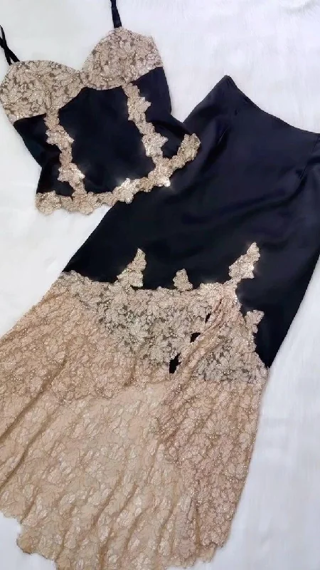 2 Pieces Black Appliques Fashion Evening Party Dress For Woman, DP3161 Tunics Custom made