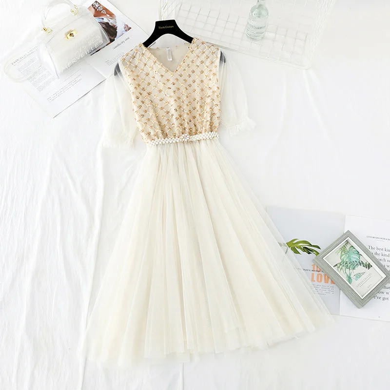 Gauze skirt shows thin temperament at the waist, French medium length  3829 chiffon skirt floaty