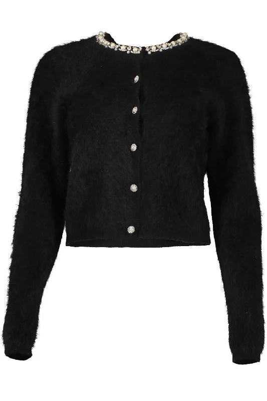 Dollie Cardigan - Black Silk Blend Satin Velvet
