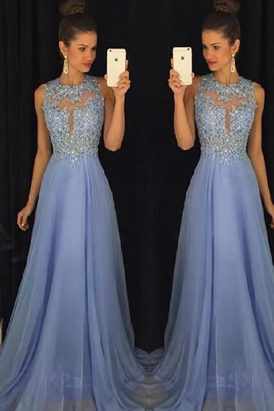 Blue Prom Dresses Elegant Evening Dresses Beaded Party Dresses PG376 Square Neckline Feminine