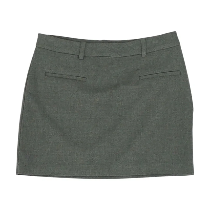 Gray Solid Mini Skirt linen skirt airy