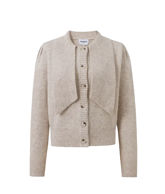 Perline Cardigan - Cream Collared Crew Neck Turtle Neck
