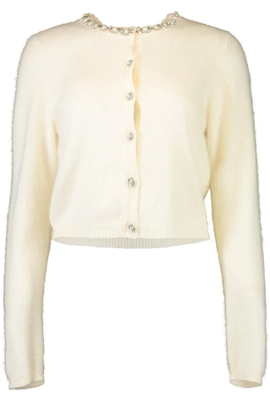 Dollie Cardigan - Ecru Real Fur Shearling Chenille