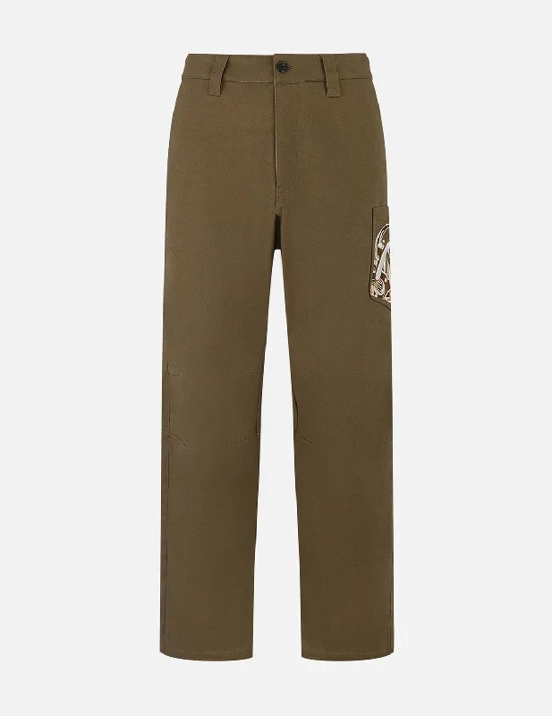 Seagull and Logo Embroidery Relax Fit Woven Pants Casual Track Pants