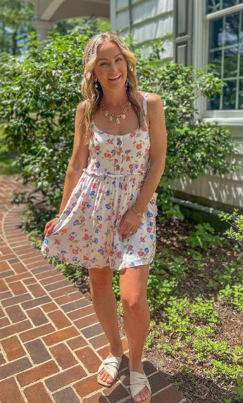 FINAL SALE- Floral Tank Romper bronze tank top