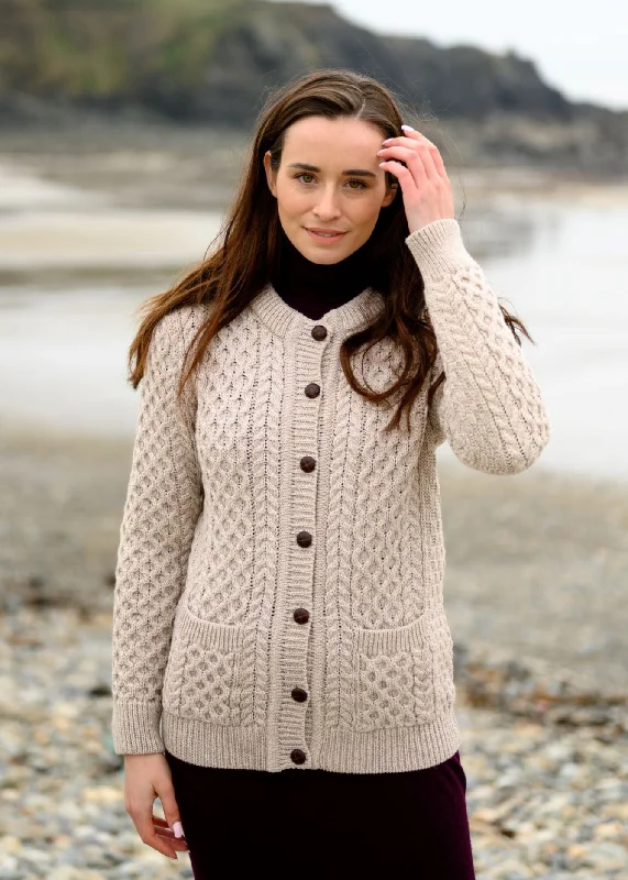 Aran Lumber Cardigan | Parsnip Lace Blend Ribbed Blend Corduroy Blend