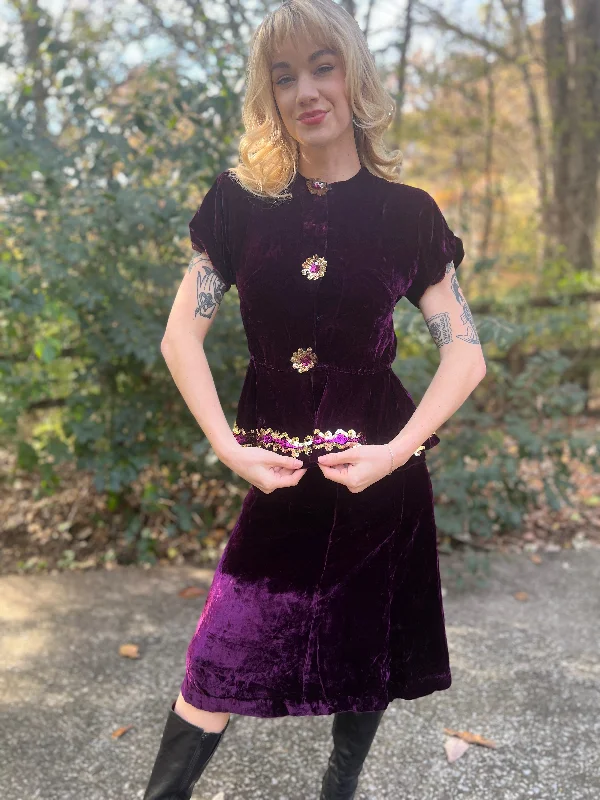 Vintage 1930s Purple Velvet Top and Skirt Set cashmere skirt plush