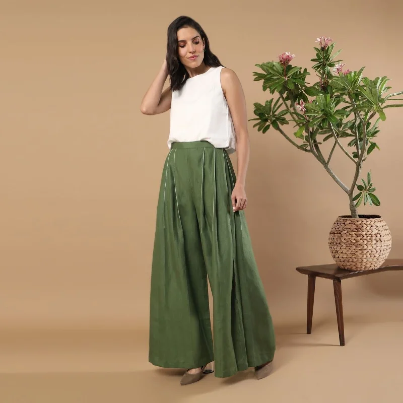 Aspen | Hemp Pants | Olive Green Stylish Paperbag Waist Pants