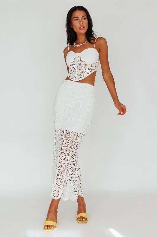 Granada Lace Maxi Skirt White linen skirt natural