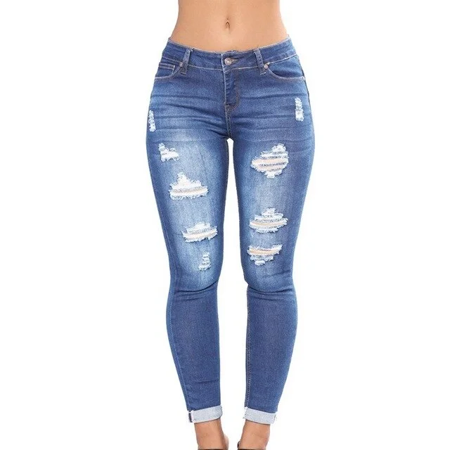 Stretch Denim Pants Trendy Printed Pants