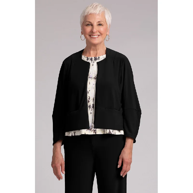 Cropped Lantern Jacket W/ Zip Front 25158-2 Insulated Jacket Fitted Jacket Loose Jacket