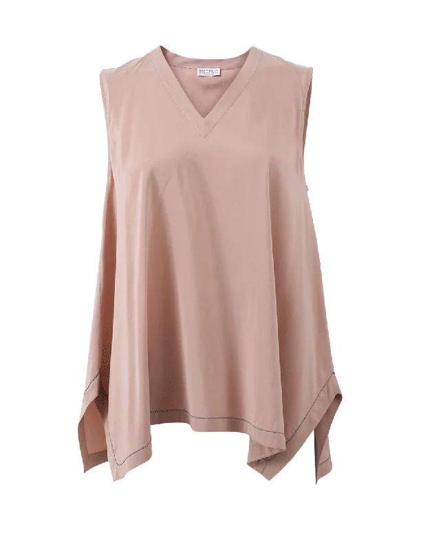 Monili Trim V-Neck Tank loose fit tank