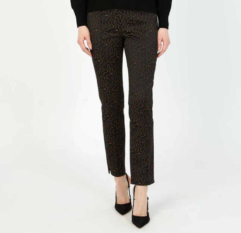 HILTON HOLLIS Aria Jacquard  Pant Cocoa Combo Modern Skinny Pants