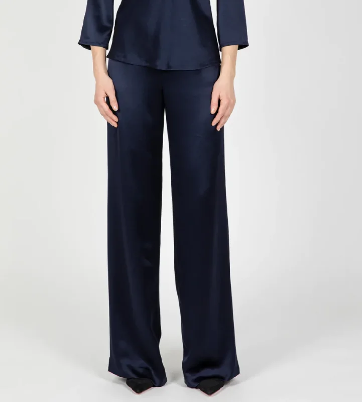 Hilton Hollis Hammered Satin Pant Midnight Chic Wool Trousers