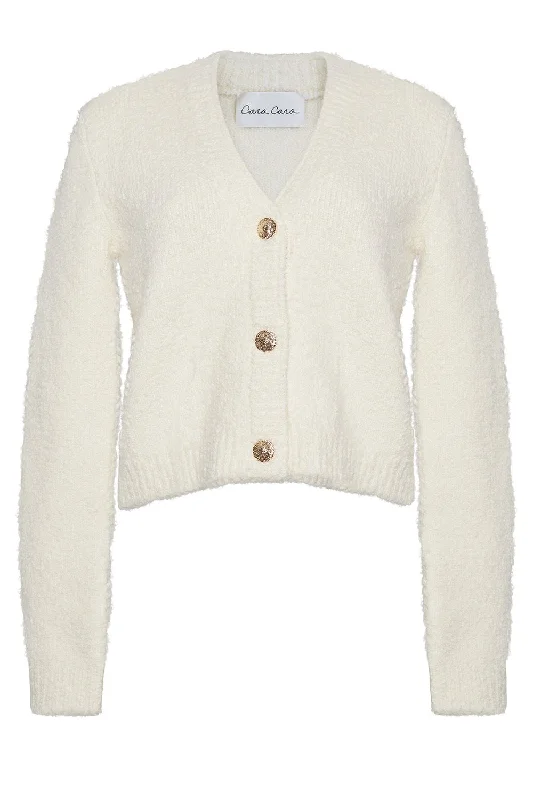 Nola Cardigan - Ivory Elasticated Padded Insulated