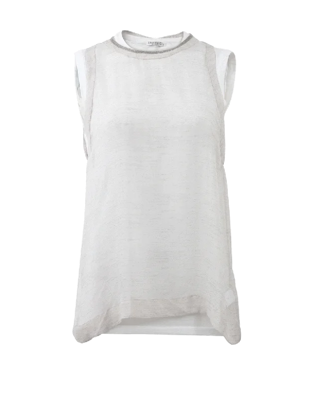 Textured Overlay With Tank glitter tank top