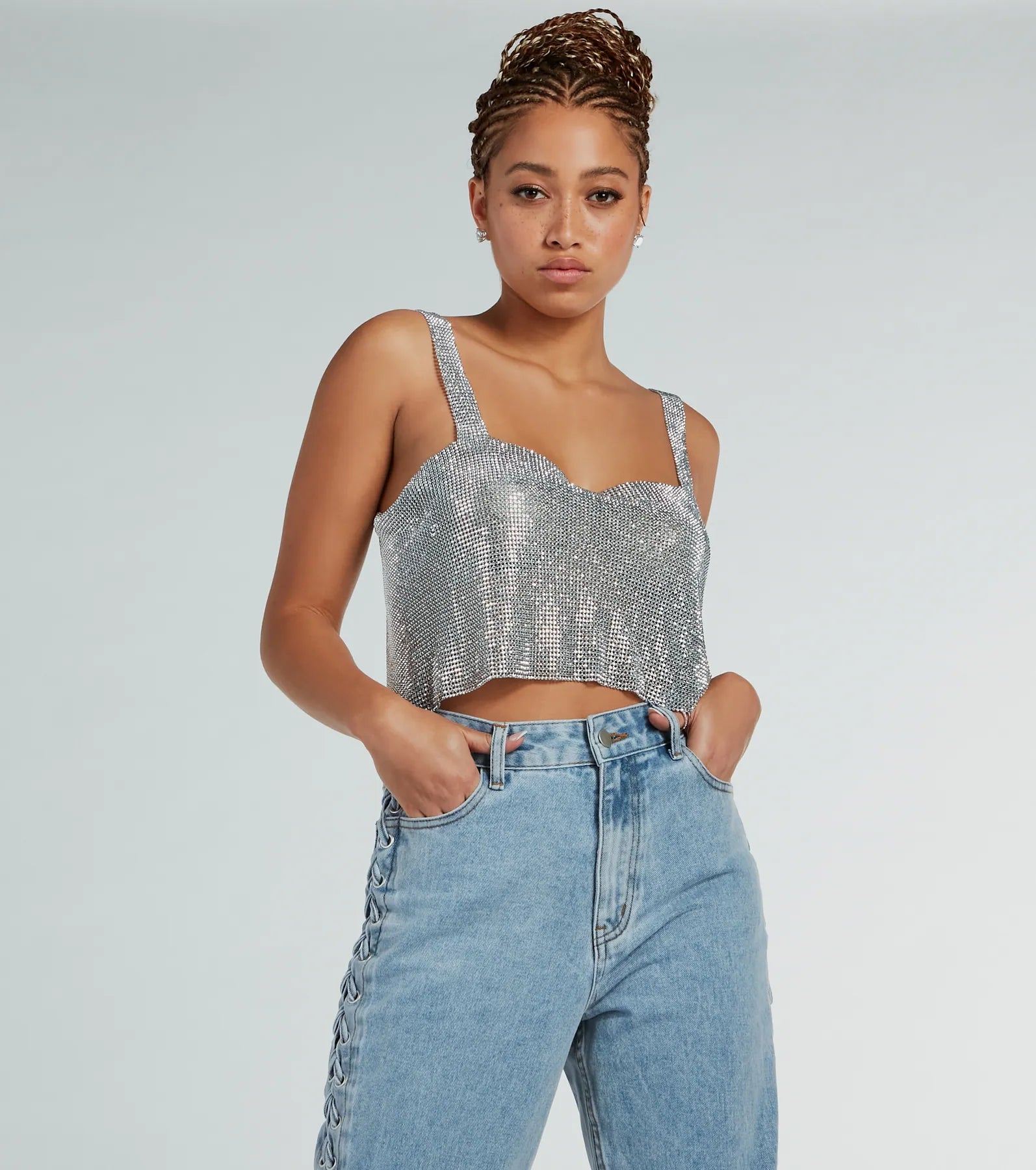 She's So Dazzling Sequin Chainmail Tank Top adorable tank top