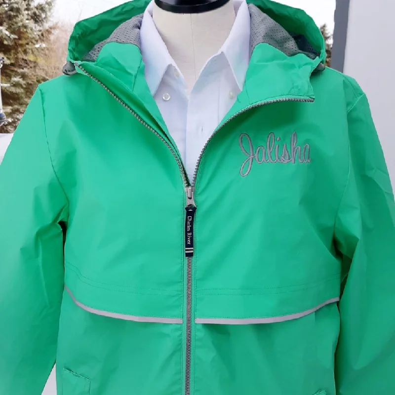Monogrammed New Englander Rain Jacket in 11 colors Hooded Jacket Caped Jacket Shawl Collar Jacket