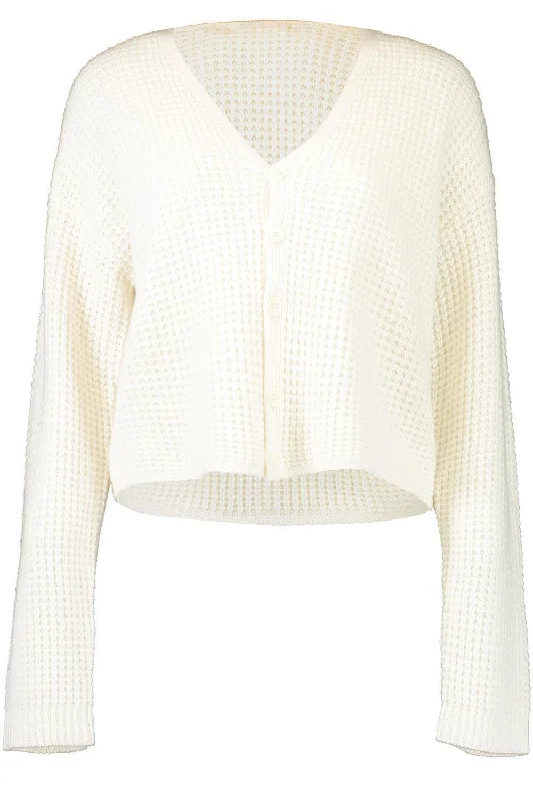 Bianco Cardigan Mesh Blend Leather Blend Suede Blend