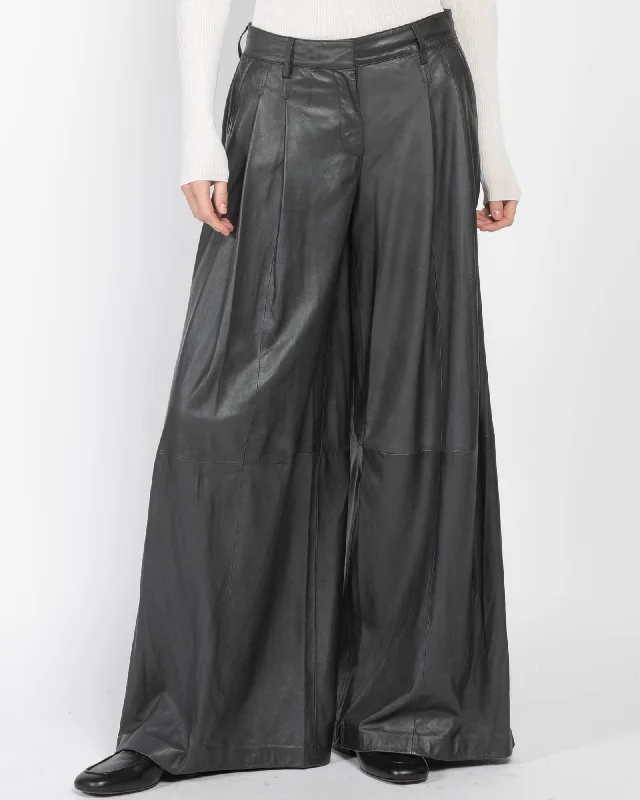 Leather Didi Pants Casual Wide Pants