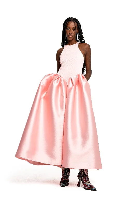 LIGHT PINK FULL SKIRT TANK TOP DRESS grey tank top