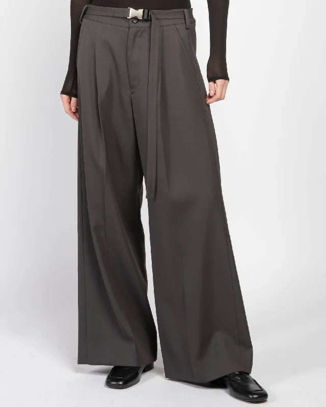 Belted Wide Pants Sleek Black Pants