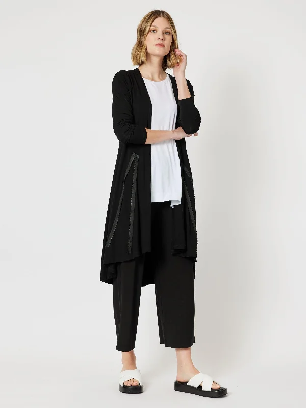 Roving Jersey Longline Cardigan - Black Seamless Knitted Crochet