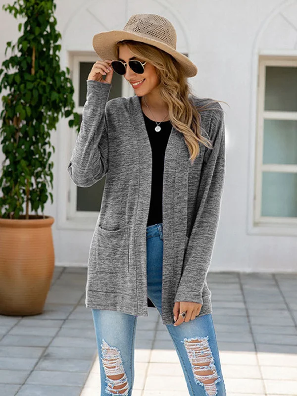 Open Front Long Sleeve Cardigan Handmade Hand-knitted Hand-woven