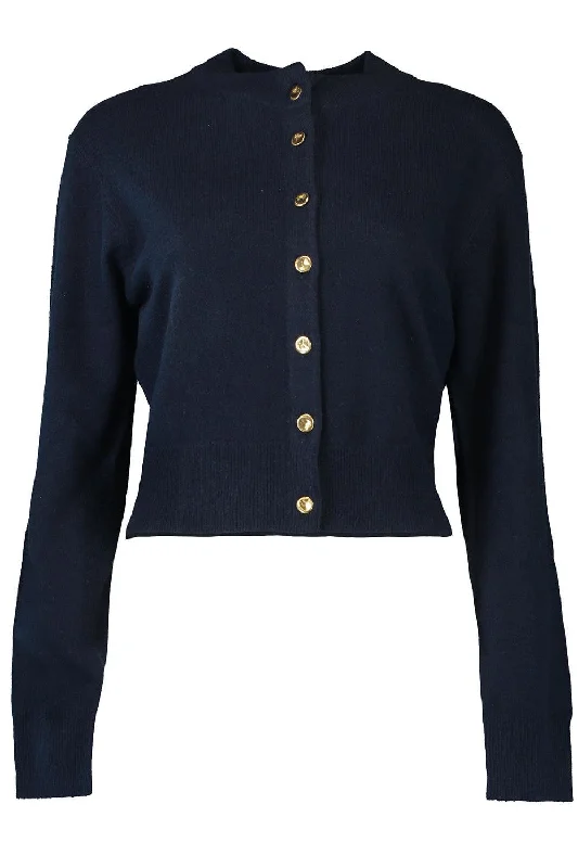 THE AUBREY CARDIGAN - NAVY Zippered Front Buttoned Front Snap Front