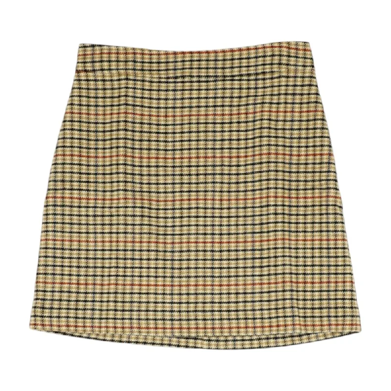 Tan Plaid Midi Skirt leather skirt refined