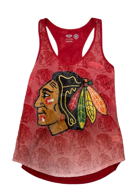 Chicago Blackhawks Womens Camo Burnout Tank top peekaboo tank top