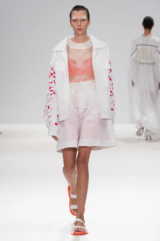 White with orange lining