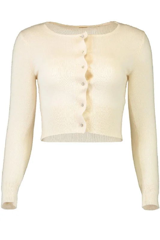 Cruz Cardigan - Ivory Collared Crew Neck Turtle Neck