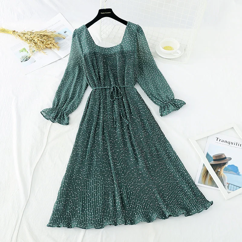 New slim square neck French Chiffon Skirt  3859 lightweight skirt design