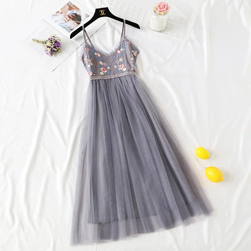 Popular super xiansen embroidered mesh skirt  4099 elastic waist skirt