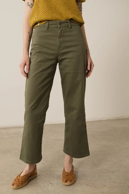 Hani Recycled Cotton Sailor Pants In Green Relaxed Lounge Trousers