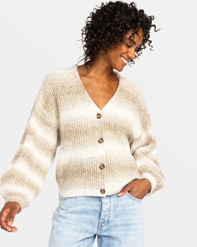 Marble Tiles Cardigan - Parchment Open Front Closed Front Wrap Front
