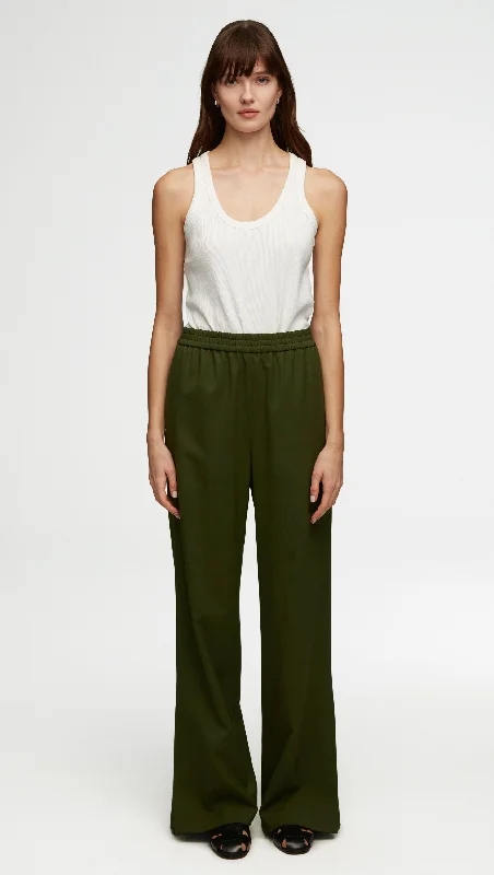 Pull-Up Pant in Seasonless Wool | Olive Chic Faux Leather Pants