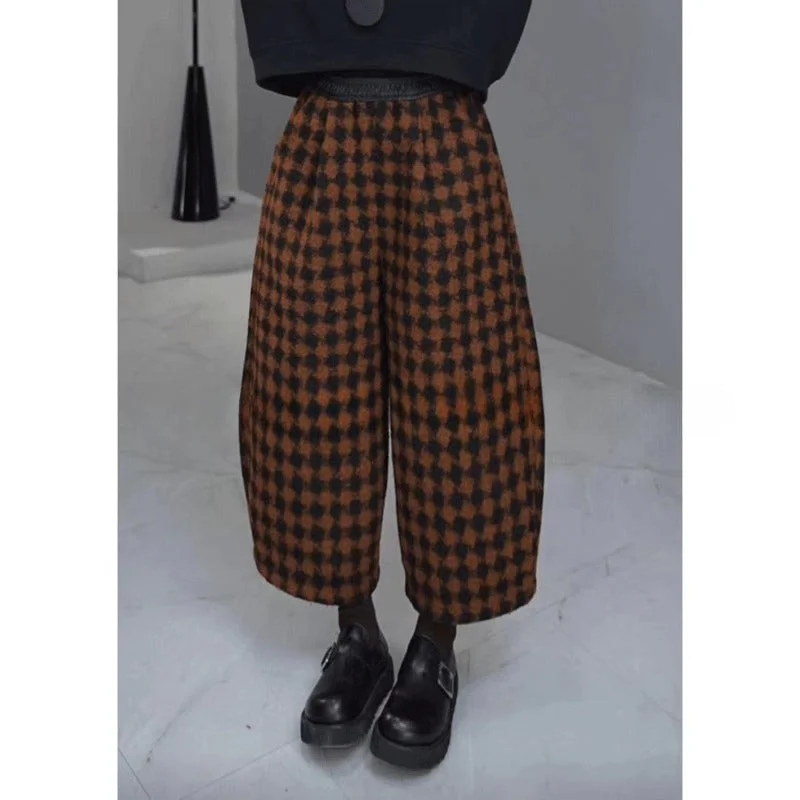Retro Thickened Plaid Casual Pants Comfortable Maternity Pants